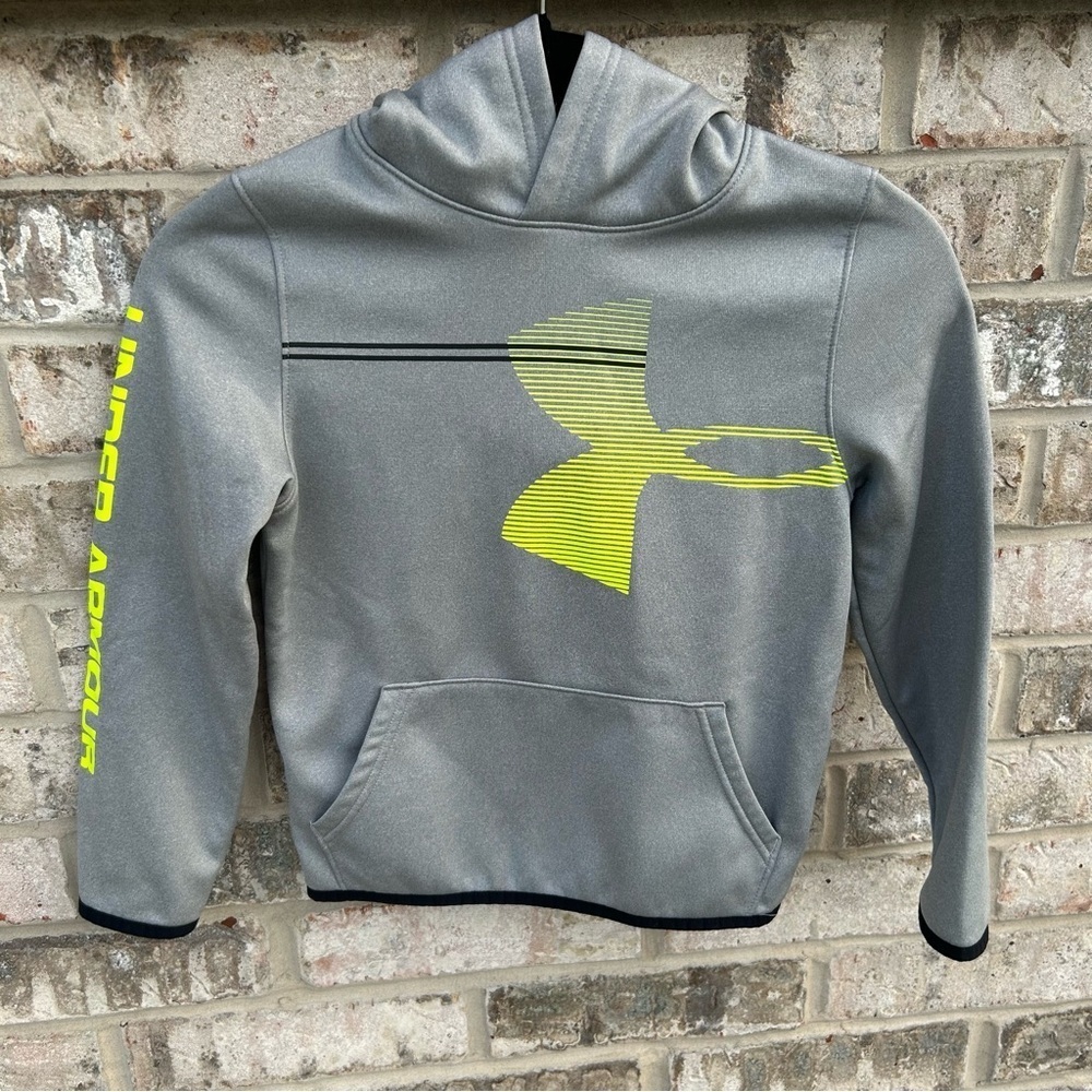 Under Armour ColdGear Hoodie Youth Small Gray Neon
